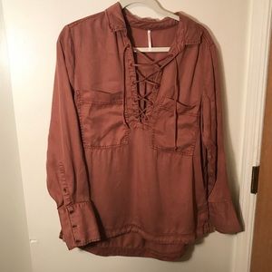 Free People long sleeve shirt in burnt orange NWOT